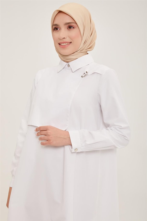 Armine Aller Detaylı Tunik 22Y4824 Optik Beyaz