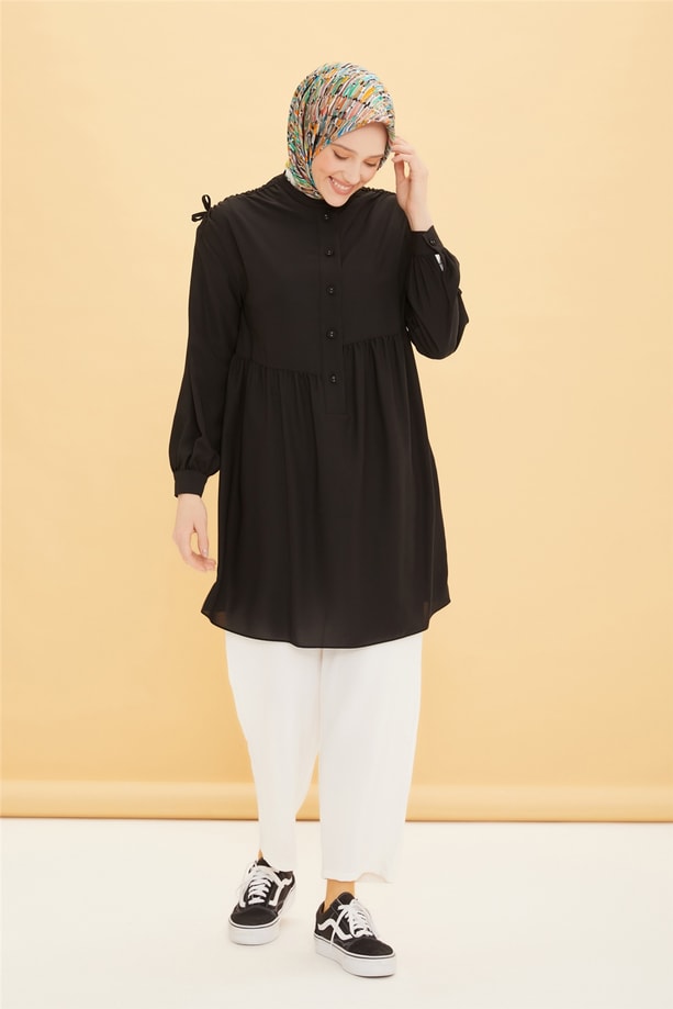 Armine Omzu Tünelli Tunik 22Y4832 Siyah
