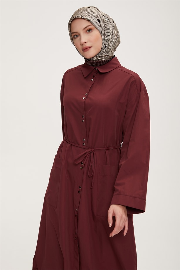 Armine Çift Düğme Görünümlü Pamuk Tunik 22Y4838 Bordo