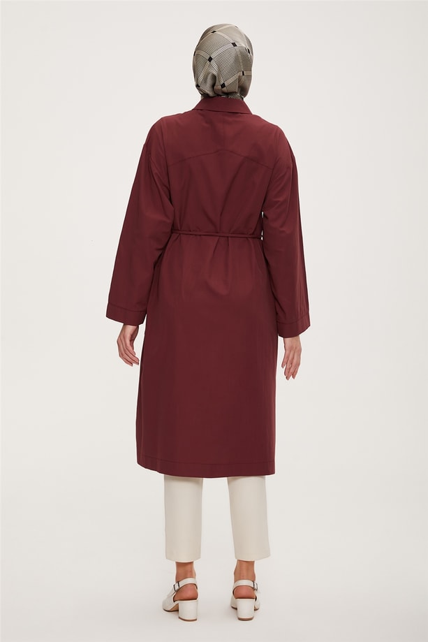 Armine Çift Düğme Görünümlü Pamuk Tunik 22Y4838 Bordo