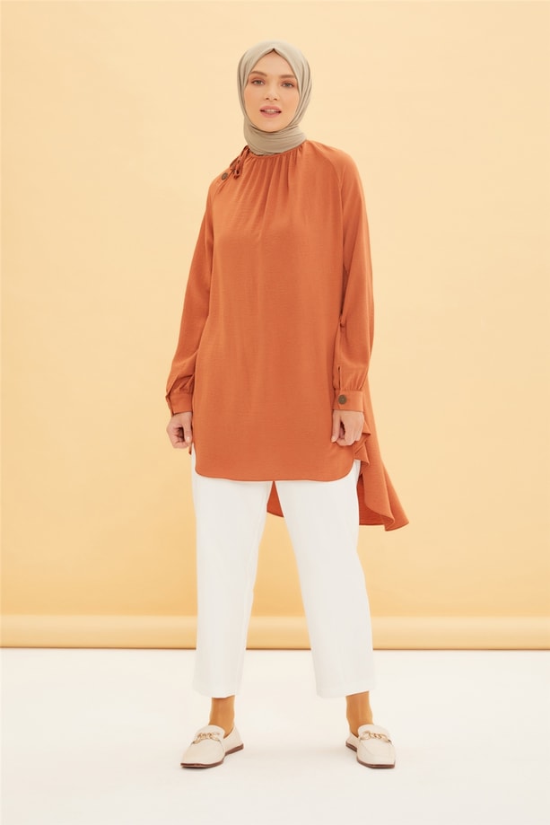 Armine Çapraz Patlı Ve Bağcıklı Tunik 22Y4844 Tarçın