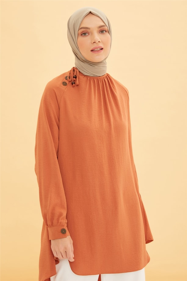 Armine Çapraz Patlı Ve Bağcıklı Tunik 22Y4844 Tarçın