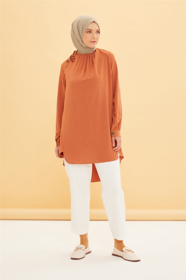 Armine Çapraz Patlı Ve Bağcıklı Tunik 22Y4844 Tarçın