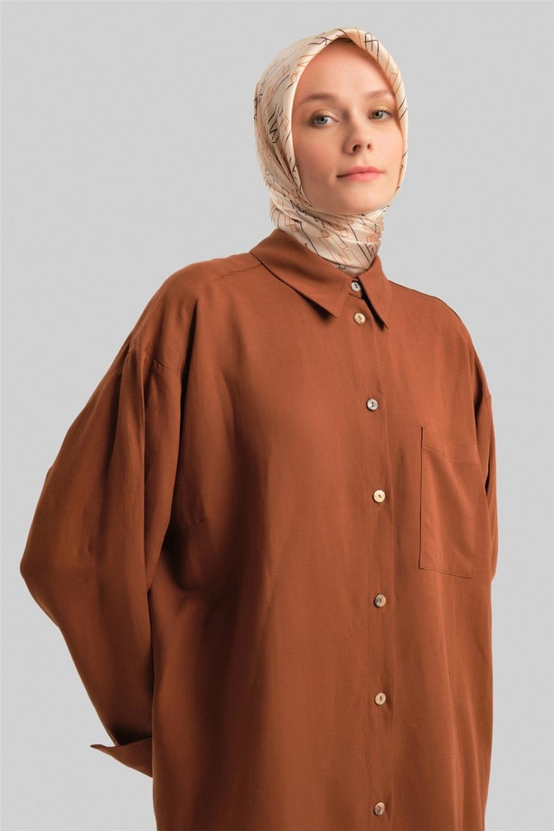 Armine Keten Tunik 224853 Kahverengi