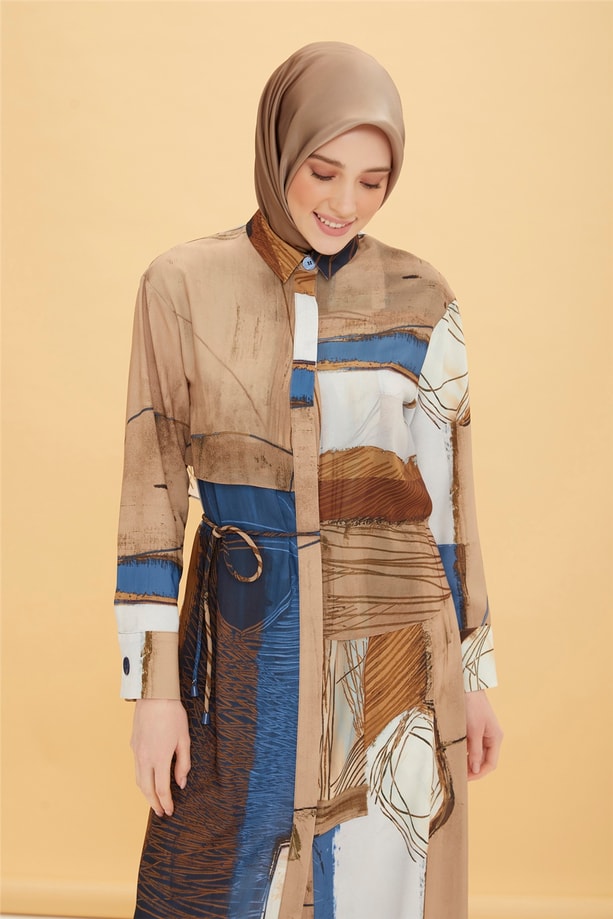 Armine Şifon Allerli Tunik 22Y4900 İndigo