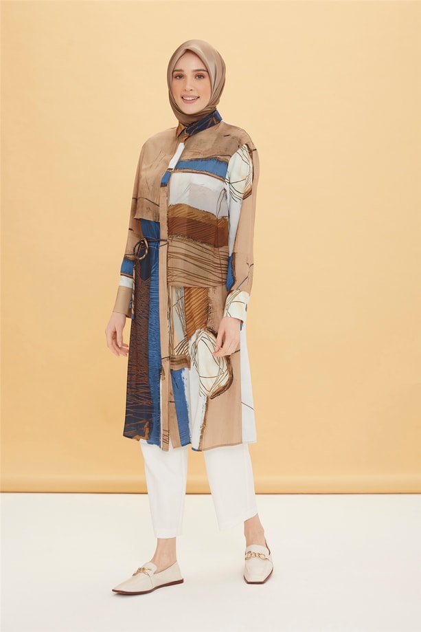 Armine Şifon Allerli Tunik 22Y4900 İndigo