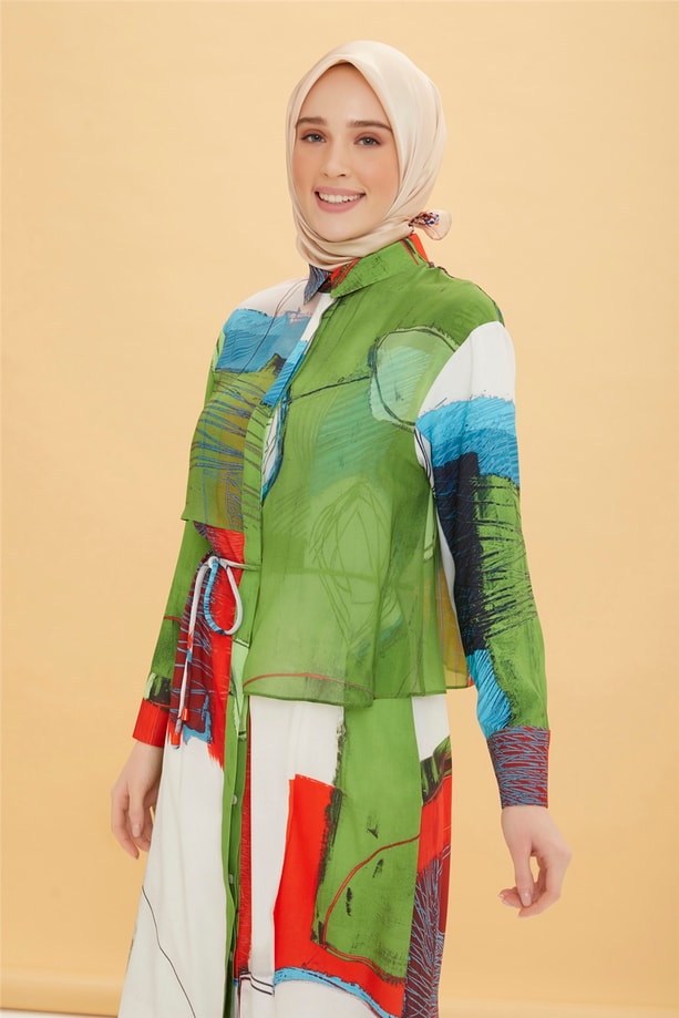Armine Şifon Allerli Tunik 22Y4900 Parlak Kırmızı
