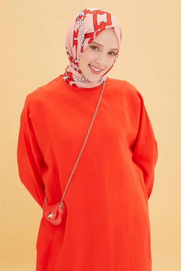 Armine Çanta Aksesuarlı Tunik Elbise 22Y4905 Kırmızı