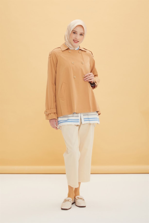 Armine Kısa Kruvaze Ceket 22Y5801 Camel