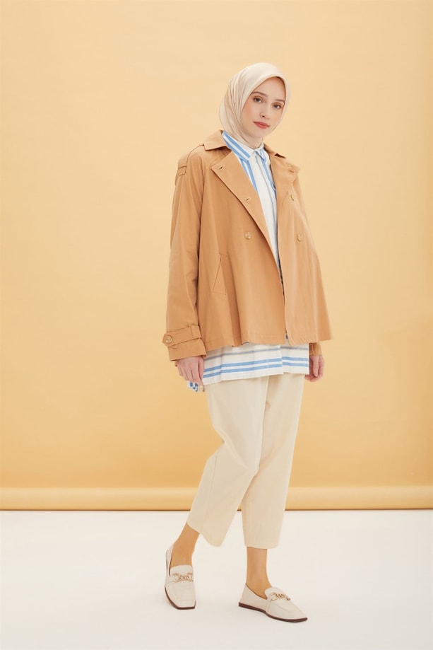 Armine Kısa Kruvaze Ceket 22Y5801 Camel