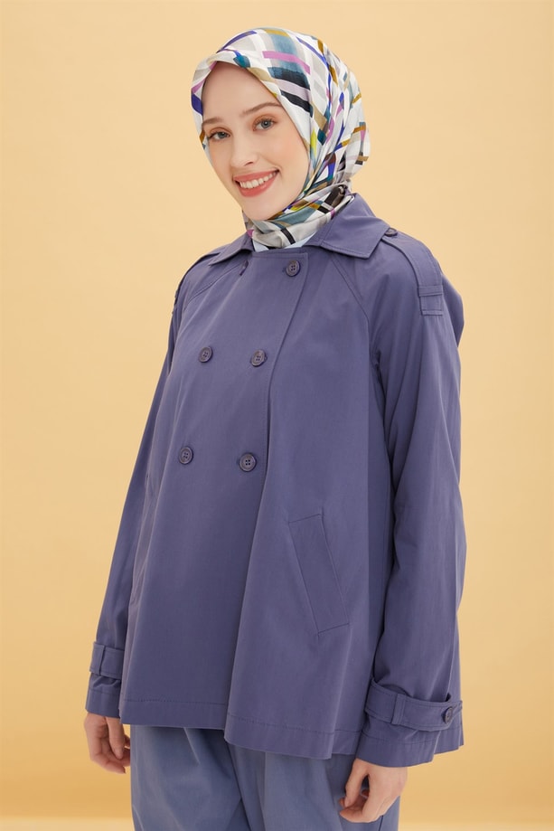 Armine Kısa Kruvaze Ceket 22Y5801 İndigo