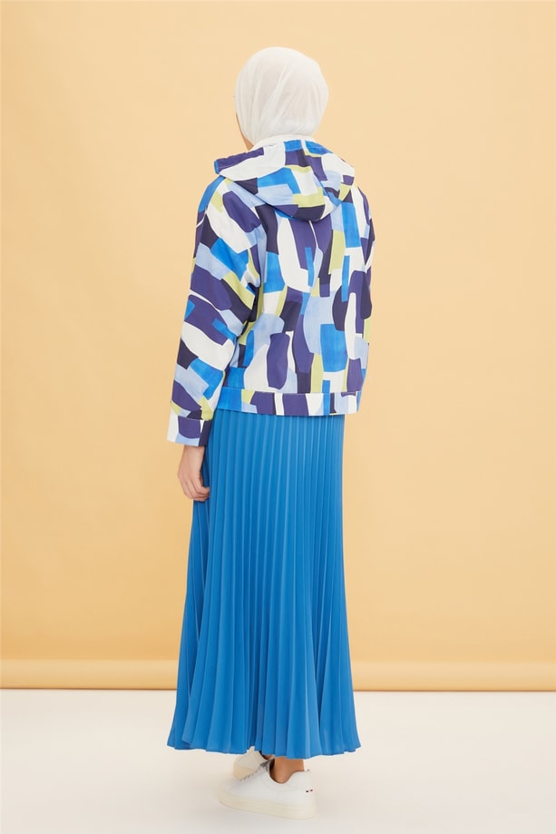 Armine Desenli Pamuk Ceket 22Y5806 Mavi