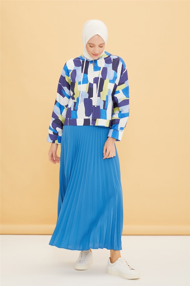 Armine Desenli Pamuk Ceket 22Y5806 Mavi