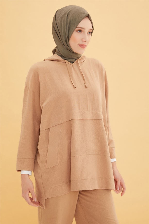 Armine Çakma Çıtçıt Detaylı Yumuşak Takım 22Y6426 Camel