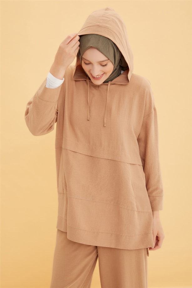 Armine Çakma Çıtçıt Detaylı Yumuşak Takım 22Y6426 Camel