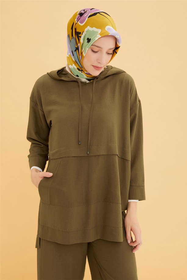 Armine Çakma Çıtçıt Detaylı Yumuşak Takım 22Y6426 Haki