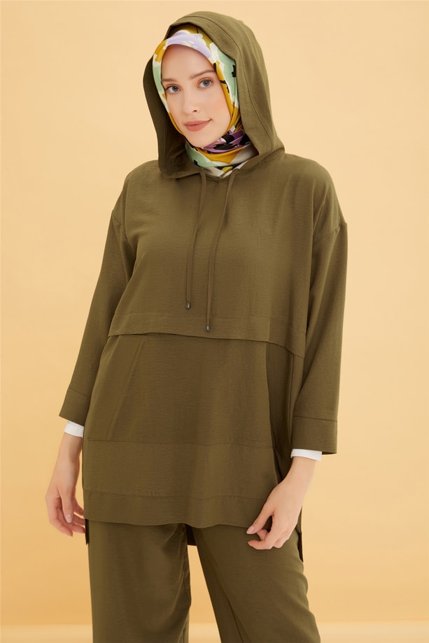 Armine Çakma Çıtçıt Detaylı Yumuşak Takım 22Y6426 Haki