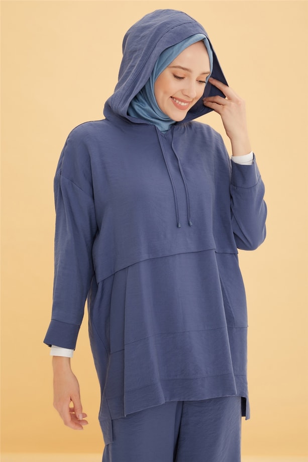 Armine Çakma Çıtçıt Detaylı Yumuşak Takım 22Y6426 İndigo
