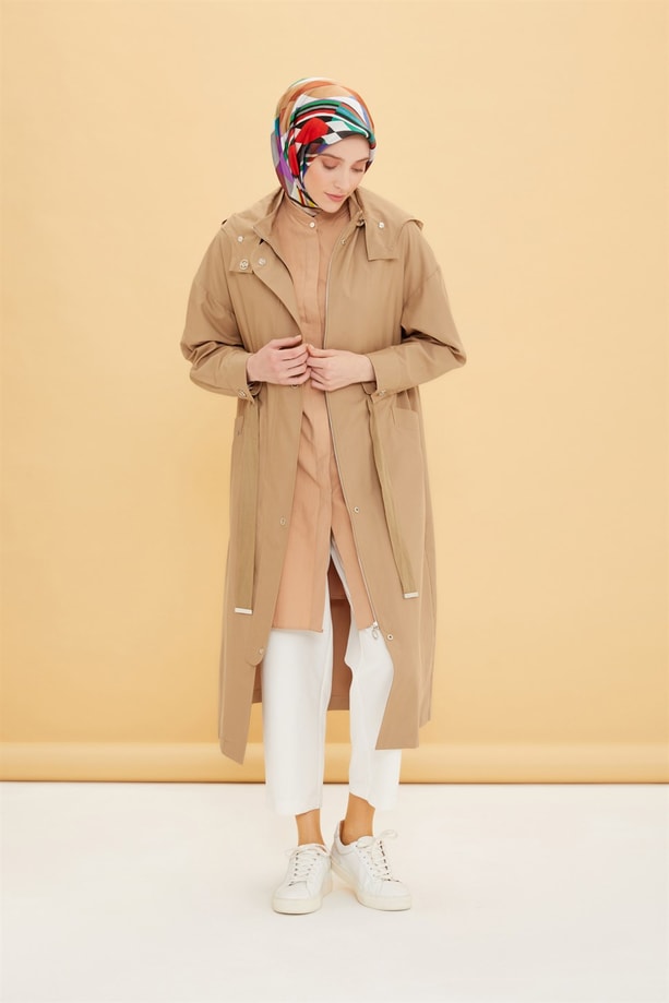 Armine Seyyar Kapişon Detaylı Kap 22Y7604 Camel
