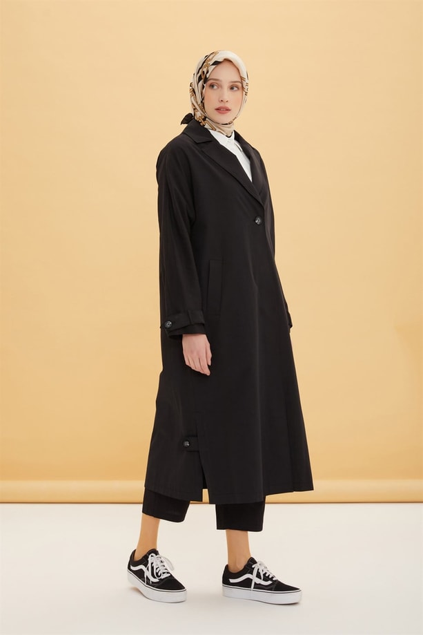 Oversize Uzun Trenchcoot 22Y7607 Siyah