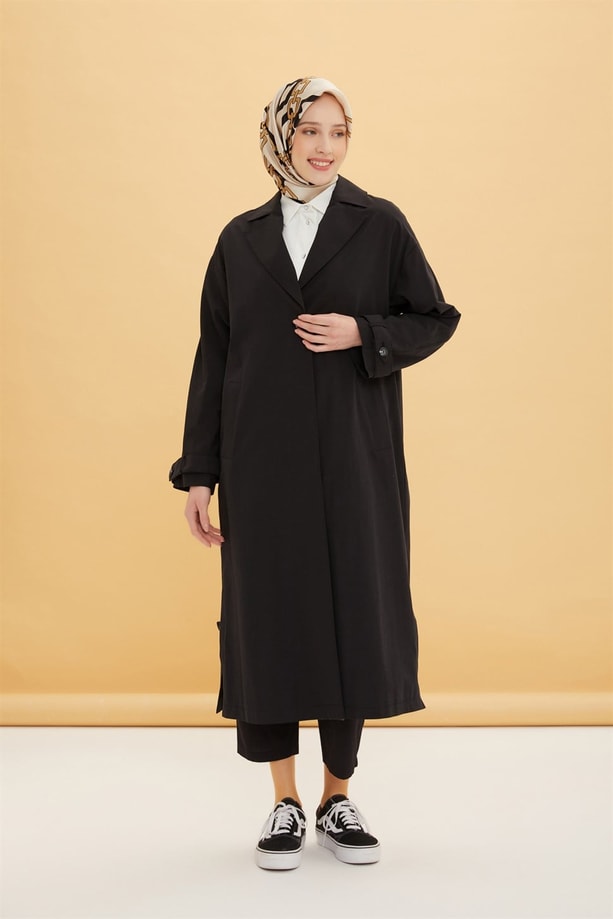 Oversize Uzun Trenchcoot 22Y7607 Siyah