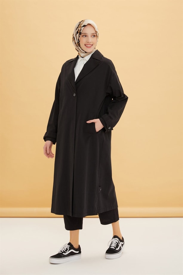 Oversize Uzun Trenchcoot 22Y7607 Siyah