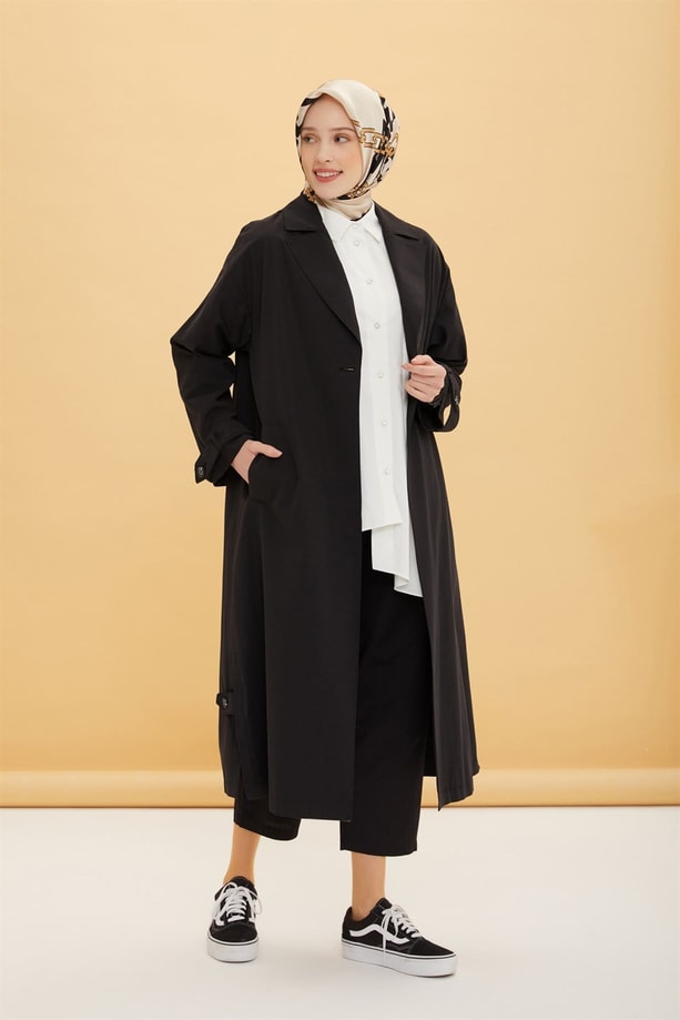 Oversize Uzun Trenchcoot 22Y7607 Siyah