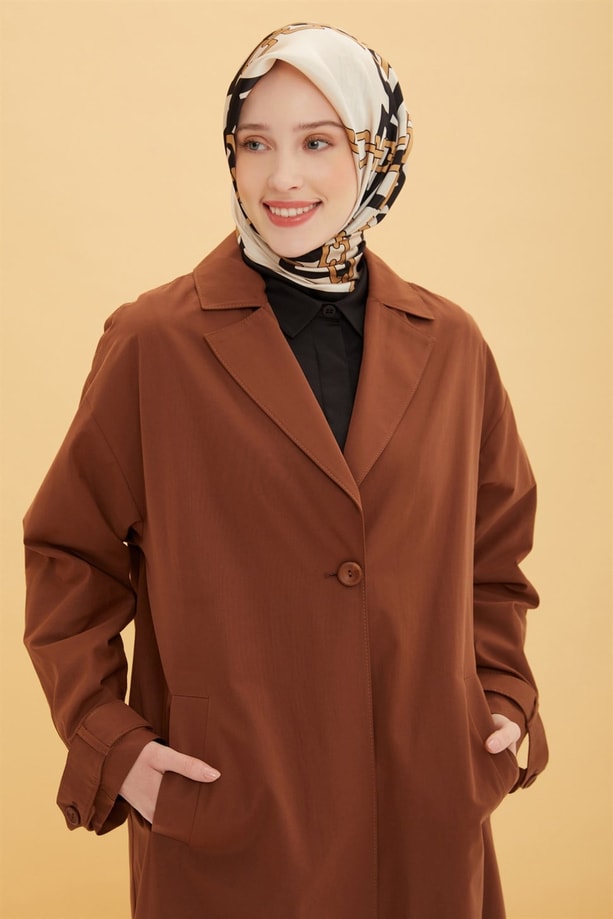 Oversize Uzun Trenchcoot 22Y7607 Acı Kahve