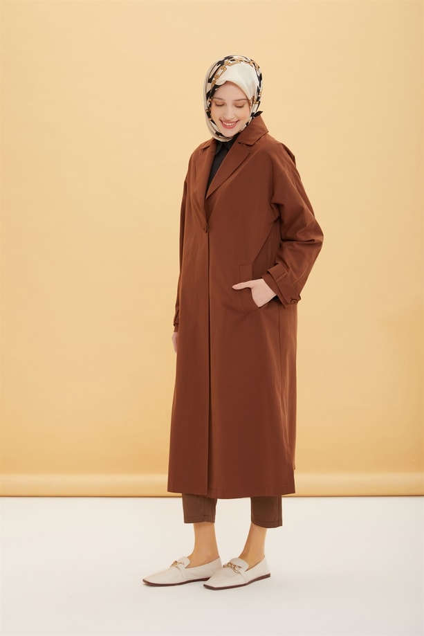 Oversize Uzun Trenchcoot 22Y7607 Acı Kahve