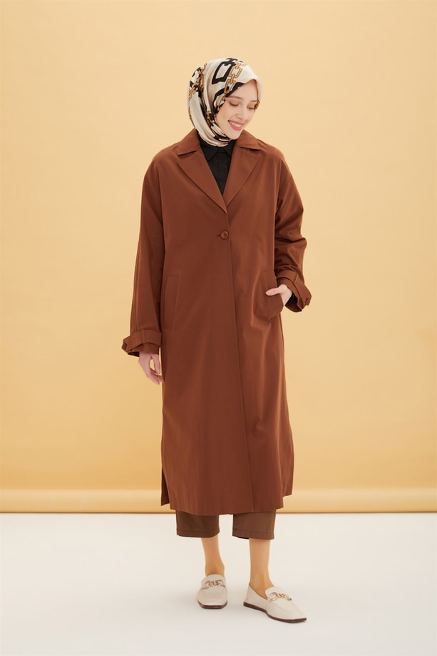Oversize Uzun Trenchcoot 22Y7607 Acı Kahve