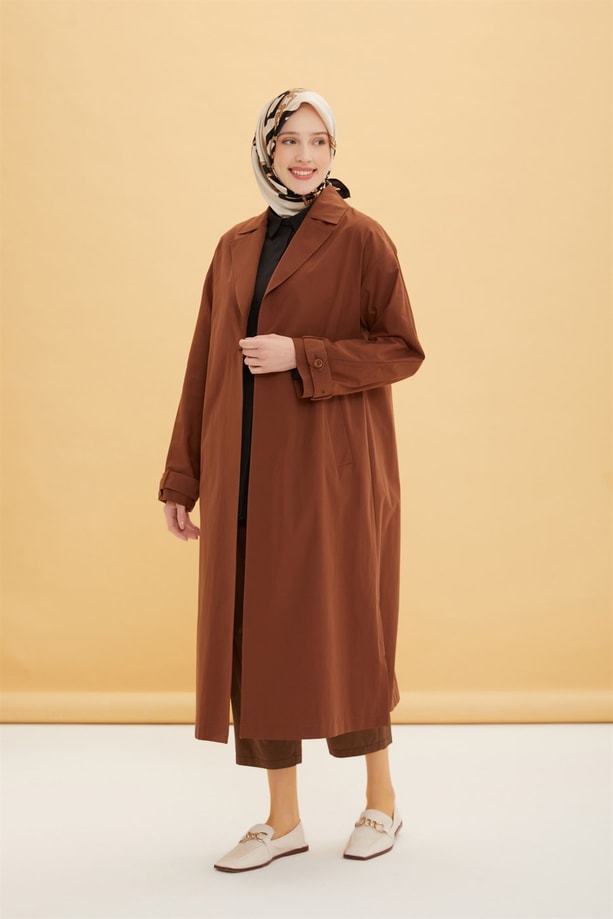 Oversize Uzun Trenchcoot 22Y7607 Acı Kahve