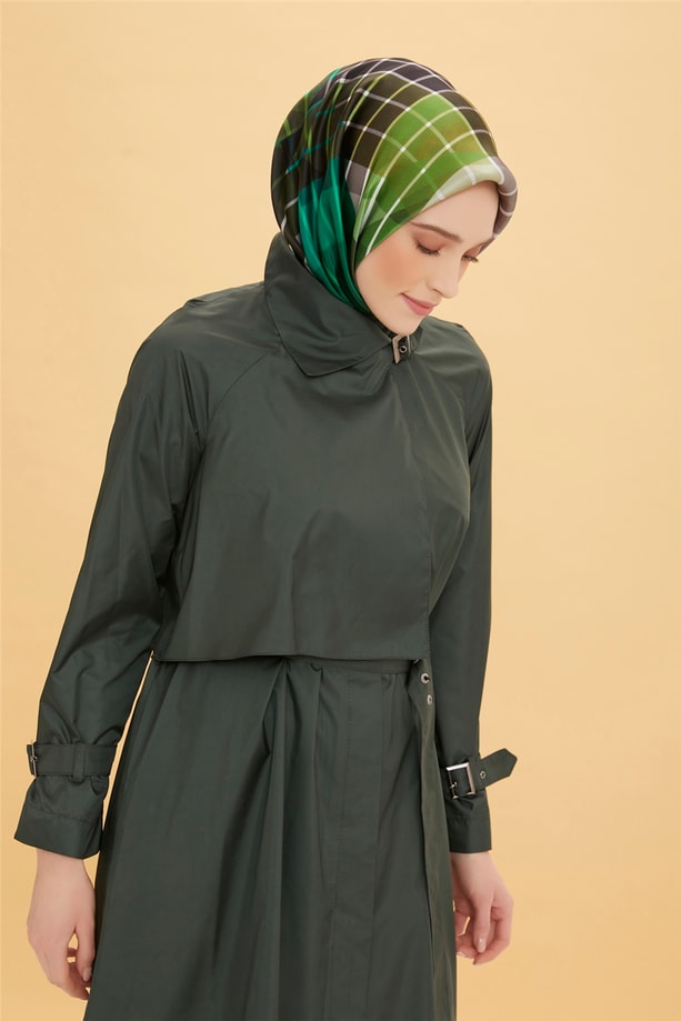 Armine Kuşak Yakalı Kap 22Y7611 Zümrüt