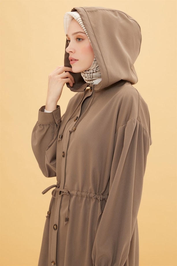 Armine Seyyar Kapişonlu Gabardin Kap 22Y7614 Vizon
