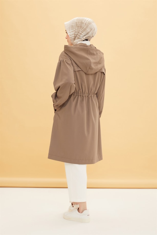 Armine Seyyar Kapişonlu Gabardin Kap 22Y7614 Vizon
