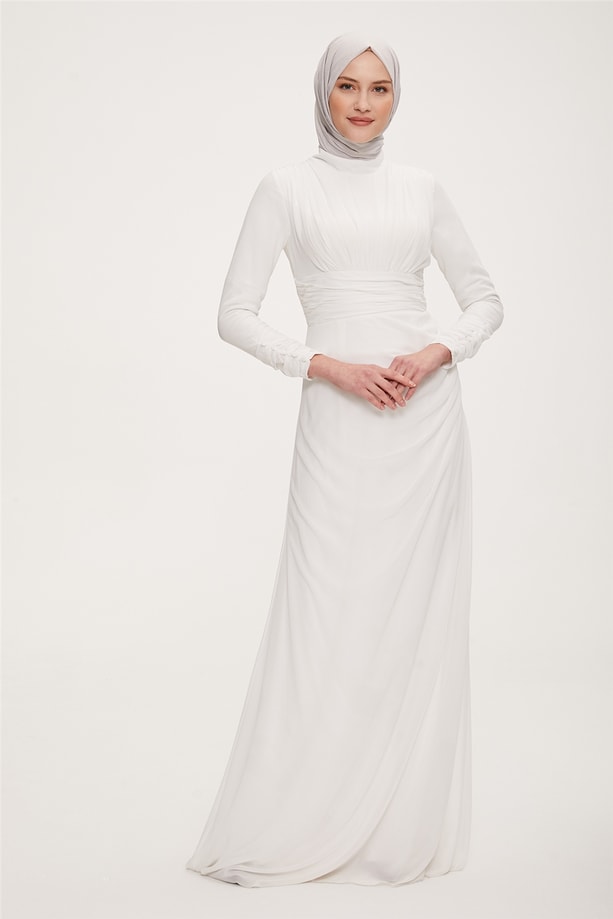 22YD8506 Armine Abiye Elbise Ekru