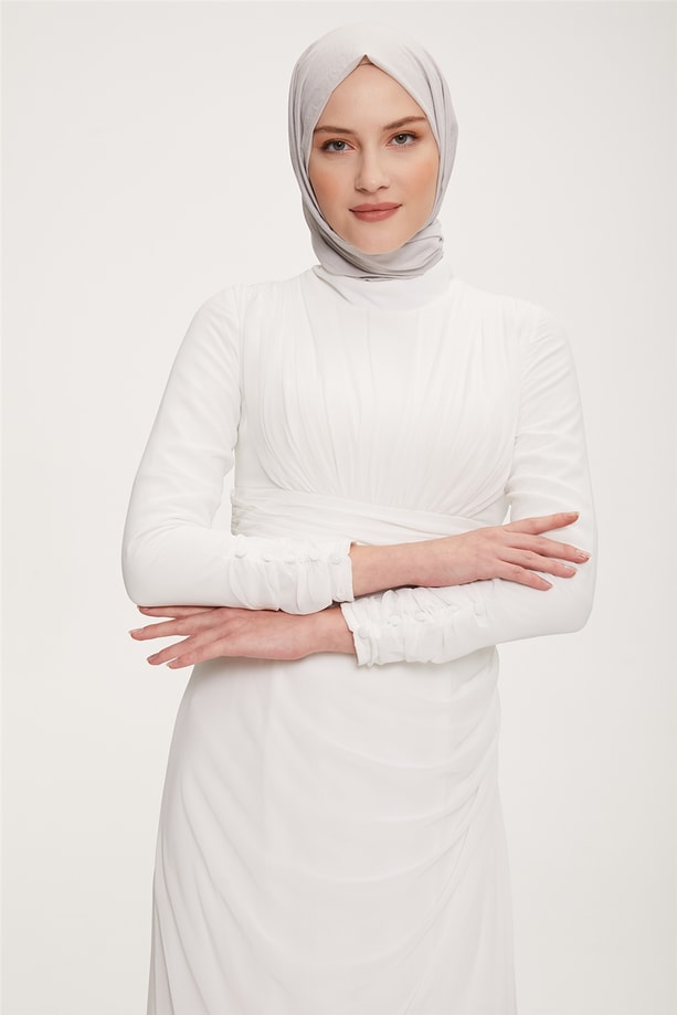 22YD8506 Armine Abiye Elbise Ekru