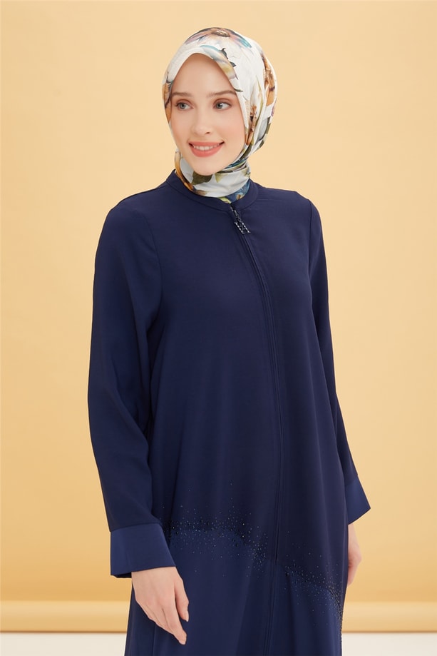 Armine Taşlı Ve Asitmetrik Kuplu Ferace 22Y8805 Lacivert