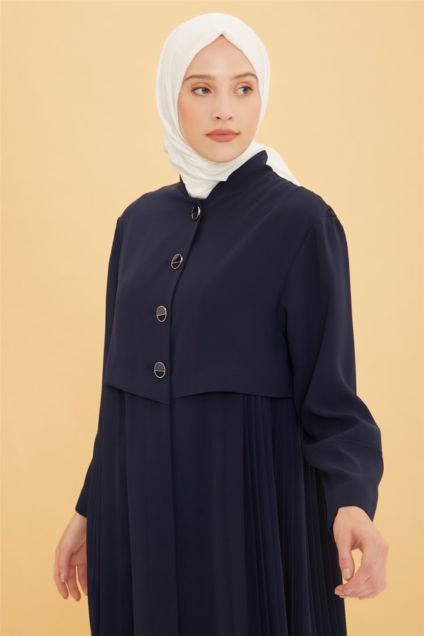 Armine Yanları Piliseli Pardesü 22Y8906 Lacivert