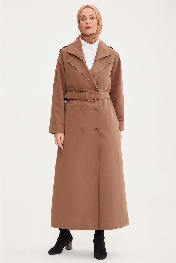 Armine Aller Yakalı Tam Boy Trenchcoat 22Y8918 Vizon