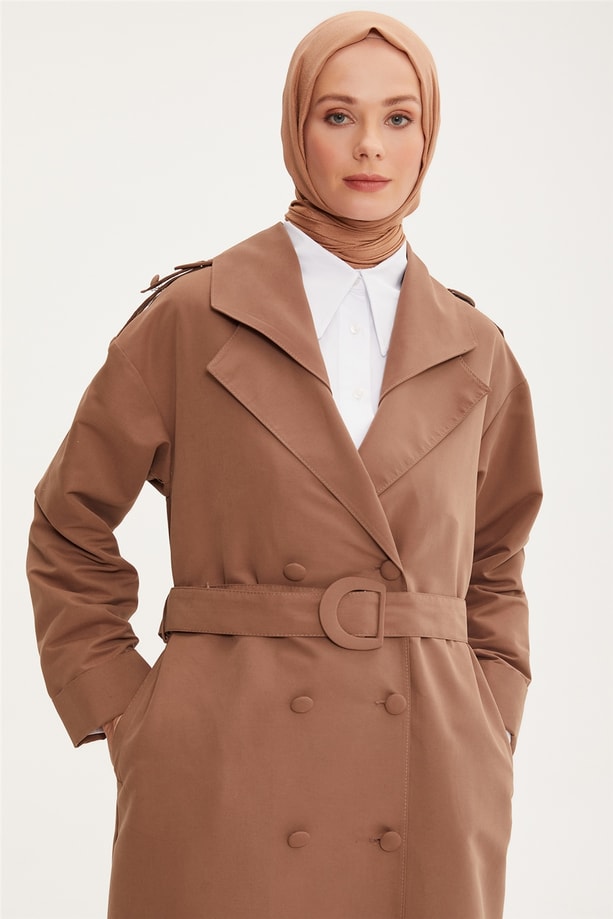 Armine Aller Yakalı Tam Boy Trenchcoat 22Y8918 Vizon