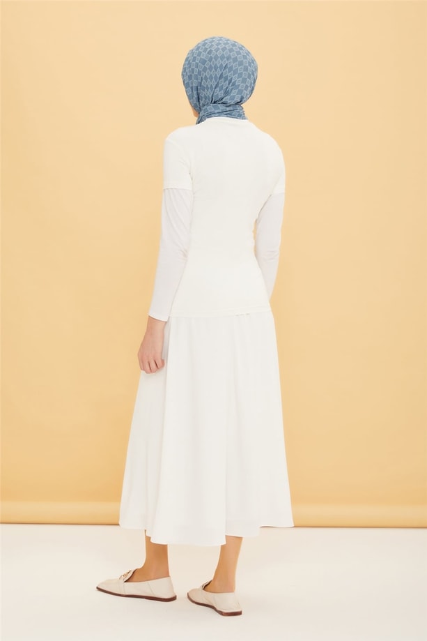 Armine Kısa Kol Badi 22YD9037-1 Ekru
