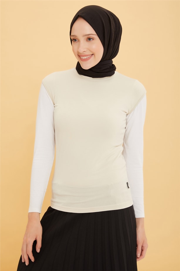 Armine Sıfır Kol Badi 22YD9038-1 Bej