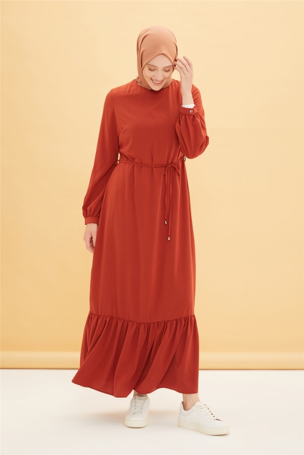 Armine Trend Elbise 22YT904-1 Kiremit