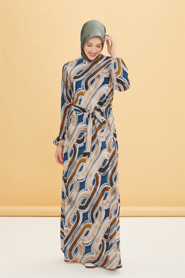 Armine Bilekleri Lastikli Elbise 22Y9402 Camel