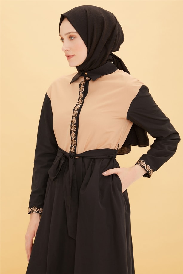 Armine Nakış Detaylı Elbise 22Y9407 Siyah