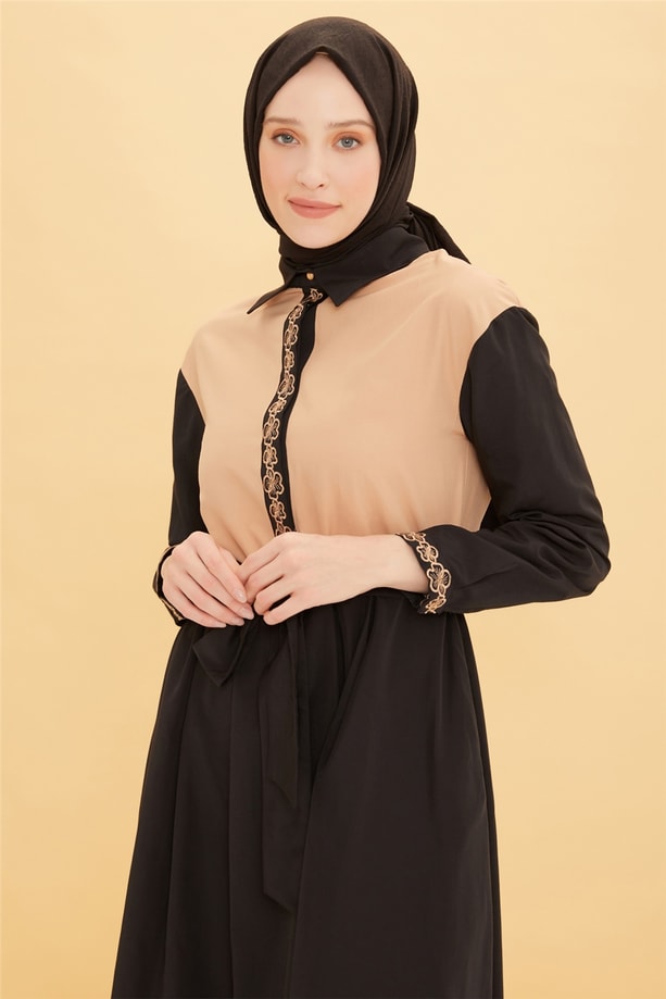 Armine Nakış Detaylı Elbise 22Y9407 Siyah