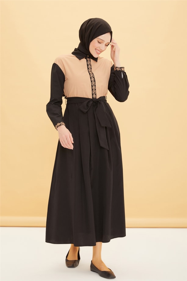 Armine Nakış Detaylı Elbise 22Y9407 Siyah