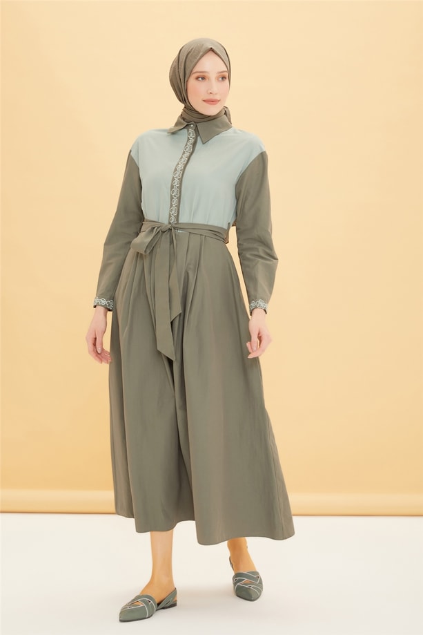 Armine Nakış Detaylı Elbise 22Y9407 Olive