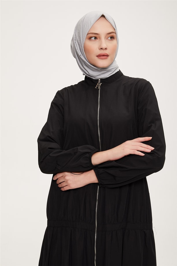 Armine Fermuarlı Pamuk Elbise 22Y9423 Siyah