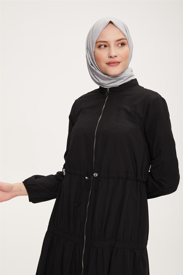 Armine Fermuarlı Pamuk Elbise 22Y9423 Siyah
